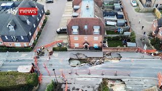 Large sinkhole forces closure of village high street