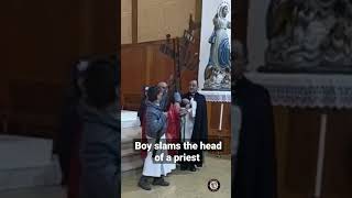 Boy slams the head of a priest 😂 #shorts #funny