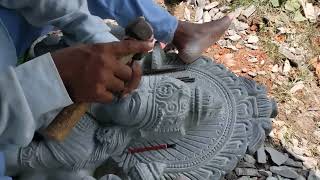 Granite stone 5 feet Durga statue face making