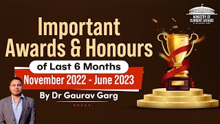 Awards & Honours - Current affairs 2023 by Dr Gaurav Garg for IBPS PO 2023, SBI PO 2023