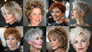 Elegant Natural Older Women Over 50 \u0026 60 The Most Faminine Short Hairstyles of this Year #pixie