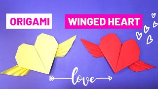 winged origami heart : How to make winged heart origami, winged paper heart