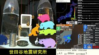 2023/6/16 21:14 千葉県北西部で地震 震度3 深さ60km M4.1 Earthquake in northwest Chiba prefecture Japan