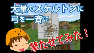 大量のスケルトンに弓を一斉に撃たせてみた！【マイクラ】