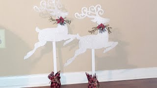 Dollar tree DIY: Renos blancos y Cuadro navideño / white reindeers and 1 small Christmas wall-art