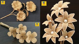 Best 3 Burlap Jute Flower making Idea | DIY Jute Flower Craft | Home Decorating Handmade Jute Flower