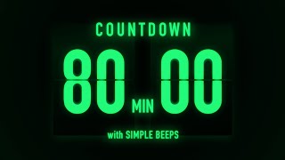 80 Minute Countdown Timer π’ Flip Clock with Simple Beeps