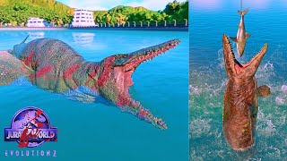 MOSASAURUS vs Tylosaurus and Kronosaurus - Marine Feeder Animation |LAGOON |JurassicWorldEvolution2🦈