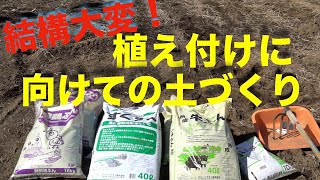 土づくりのやり方【小石取り、雑草取り、牛ふんまき、鶏ふんまき、堆肥まき、苦土石灰まき】