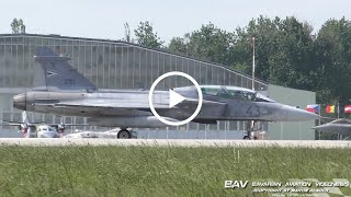 Saab JAS39D \u0026 JAS39C Gripen - Hungarian Air Force - takeoff at Poznań-Krzesiny Air Base | NTM2018