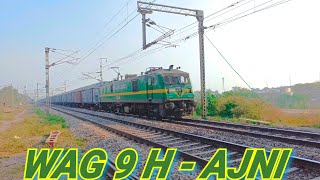 AJNI WAG 9 H with High Speed freight train !! Indian Railway !!