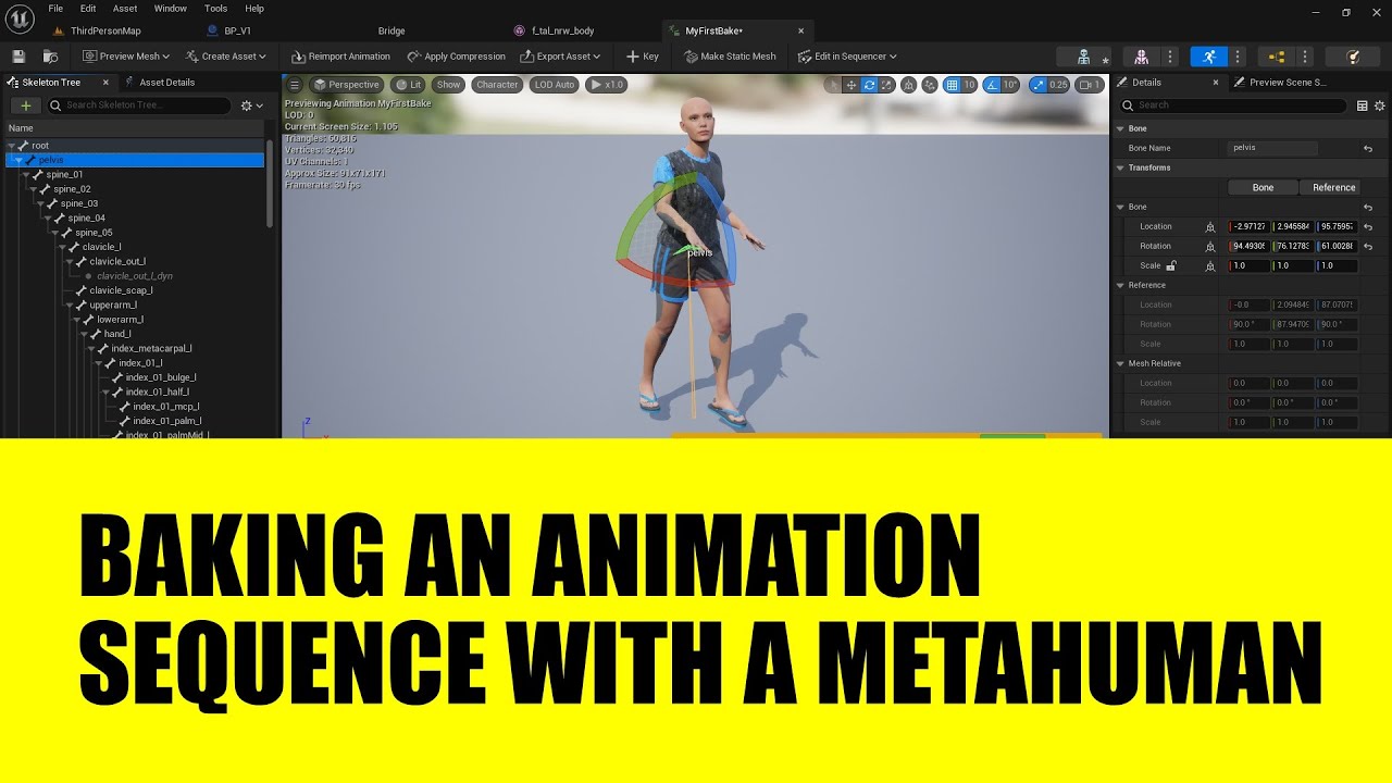 BAKE AN ANIMATION SEQUENCE WITH A METAHUMAN IN UNREAL ENGINE 5.2 - YouTube