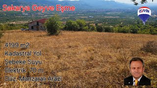 Sakarya Geyve Eşme'de 4199 m2 Yolu, Şebeke Suyu, Elektrik 70 m, Düz, Geyve Manzaralı SATILIK ARAZİ