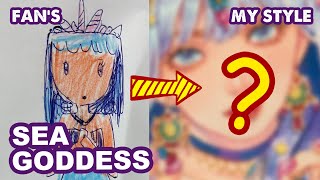 How To Draw GODDESS OF SEA | #11 Redraw Fan’s Painting | Huta Chan