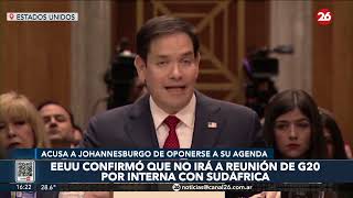 Marco Rubio no asistirá a la cumbre del G20 en Johannesburgo