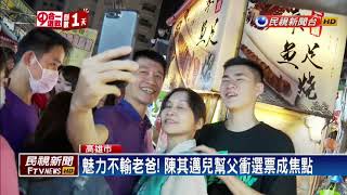 2018九合一－陳其邁妻與兒夜市掃街 女粉絲搶拍「小鮮肉」－民視新聞