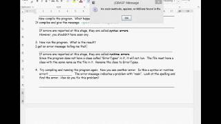 Error Types in Java - Get started on your assignment.