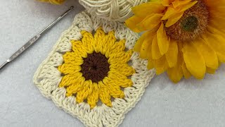 Mattonelle Granny: girasole ad uncinetto