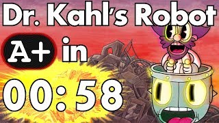 [Former Record] Cuphead - Dr. Kahl's Robot in 00:58 【 A+, No Damage, No Mini-bombs, No Charms 】