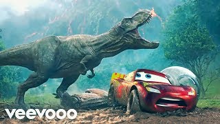 Pixar Cars - Jurassic World -T-Rex Vs Lightning McQueen - Pixarized Cars Jeep
