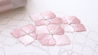 【silk embroidery】wreath of hydrangea (DAY1) | production record | Vlog