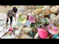 Gem Beach, pebbles dotted with crystal balls and pearl oysters