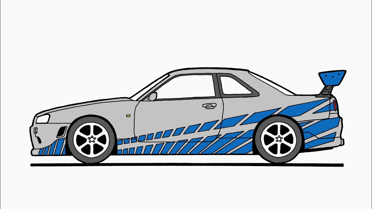 How To Draw A Nissan Skyline Gt R R34 Youtube How To Draw A Nissan Skyline Gt R R34 Youtube