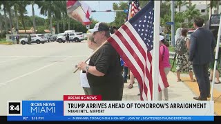 Supporters wait for former President Trump in Doral