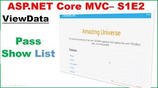ASP.NET Core MVC S1E2 : Pass/Show List From Controller to View