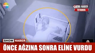 Önce ağzına sonra eline vurdu