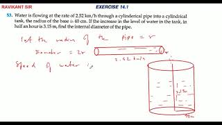 Water is flowing at the rate of 2.52 km/h through a cylindrical pipe into a cylindrical tank, the ra