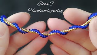 DIY Easy Beaded Bracelet Tutorial Twisted Bead Chain Простой Браслет из бисера и бусин своими руками