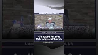 Apa hukum ikut serta dalam asuransi jiwa ? - Ustadz Dr. Erwandi Tarmizi, MA