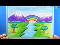 How to Draw Rainbow Scenery || Rongdhonu Scenery Drawing || Painting