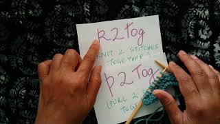 How to k2tog and p2tog decrease: a Knittycat's Knits technique
