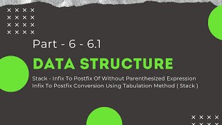 Data Structure - Part - 6 - 6.1 - Stack Infix To Postfix Tabular Method ( Using Stack)