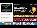 Binance Word of the day today Crypto theme Bitcoin Euphoria 2024 wotd answer 2 - 8 December 24 Today