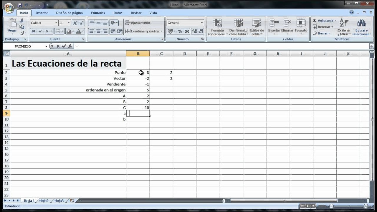 Ecuaciones De La Recta Con Excel - YouTube