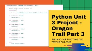 Python Unit 3 Project: Oregon Trail - Part 2