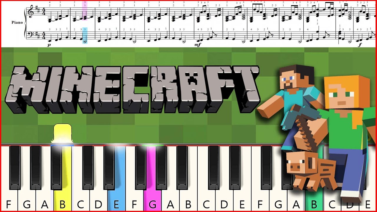 Minecraft Theme Sweden Easy Piano Tutorial C418 Youtube