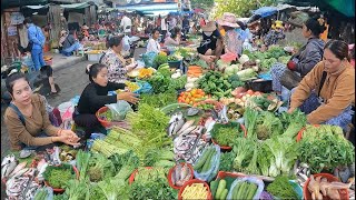 Cambodian Morning Food Market Tour @Kandal Market - Delicious Vegetables, Fish, Chicken \u0026 More