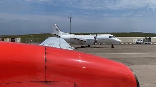 Loganair Saab 340 - Propeller Vortices - Takeoff from Sumburgh