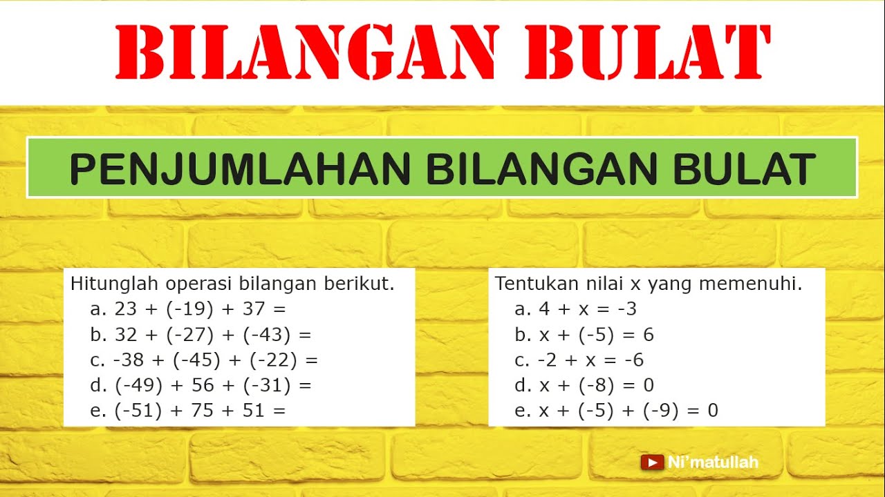 Contoh Operasi Hitung Penjumlahan Bilangan Bulat Positif Dan Negatif ...