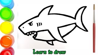 Drawing Shark step by step for Kids | Рисование Акулы Для Детей | Menggambar dan Mewarnai Hiu