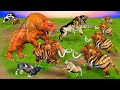 African Elephant Vs 9 Giant Tigers Lion Attack Camel, 6 Zebra Saved by Woolly Mammoth Vs Tiger Panda