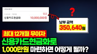 신용카드현금화로 1,000만원 마련하면 월 납부액은 얼마일까? 대출이 아니라 더욱 깜짝 놀랍니다! (feat:한도)