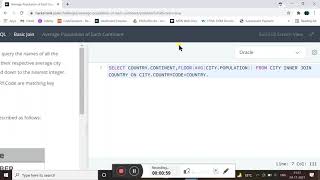 AVERAGE POPULATION OF EACH CONTINENT - HACKERRANK SOLUTION || SQL || IN ORACLE