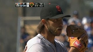 SF@LAD: Bumgarner fans 10 over 6 1/3 innings