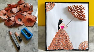 best use of pencil shaving/wall hanging craft idea/art and craft ideas