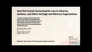 Item Not Found conference : Panel 3 : Institutional Impact of Personal Legacies and Loss